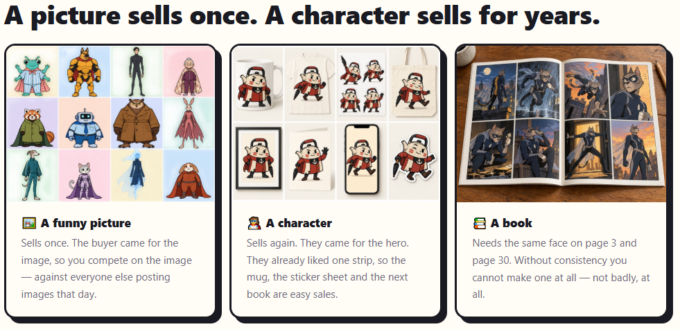 Inconsistent AI characters across panels